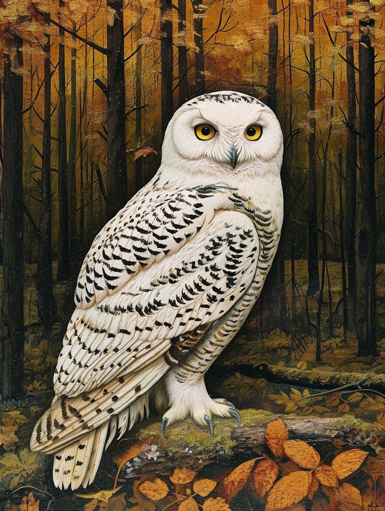 Snowy Owl Relief Illustration 1