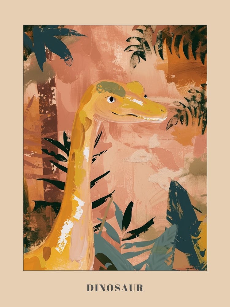 Cute Dinosaur Impasto Pastel Painting 1 Poster
