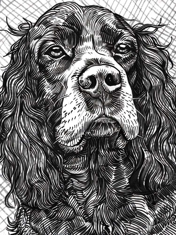 Boykin Spaniel Dog Line Art 4