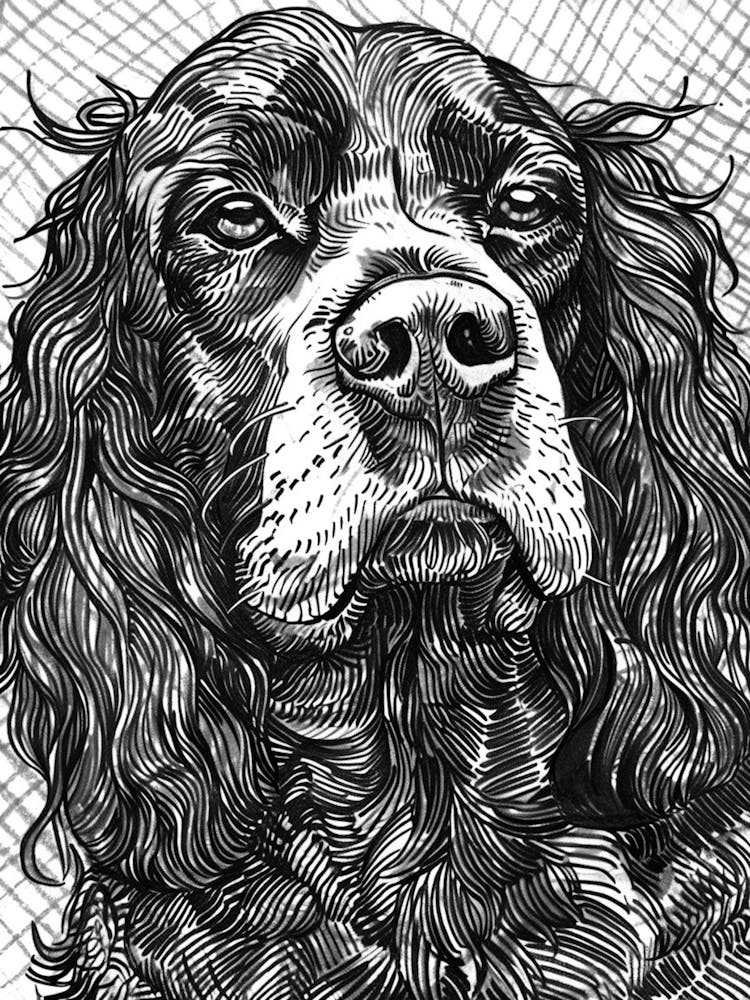 Boykin Spaniel Dog Line Art 4