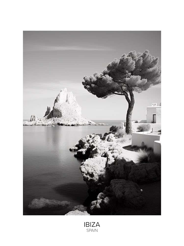 Poster Of Ibiza, Spain, Black And White Analogue Photography 3