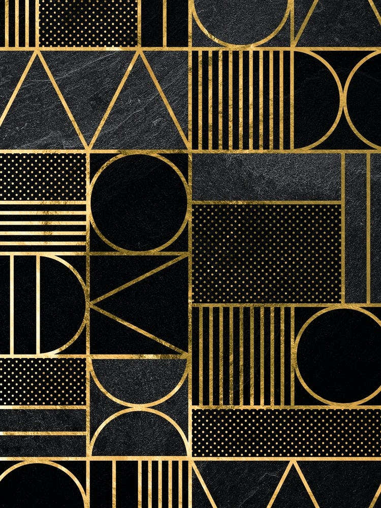 Gold And Black Geometric Wallpaper - Gold Art deco
