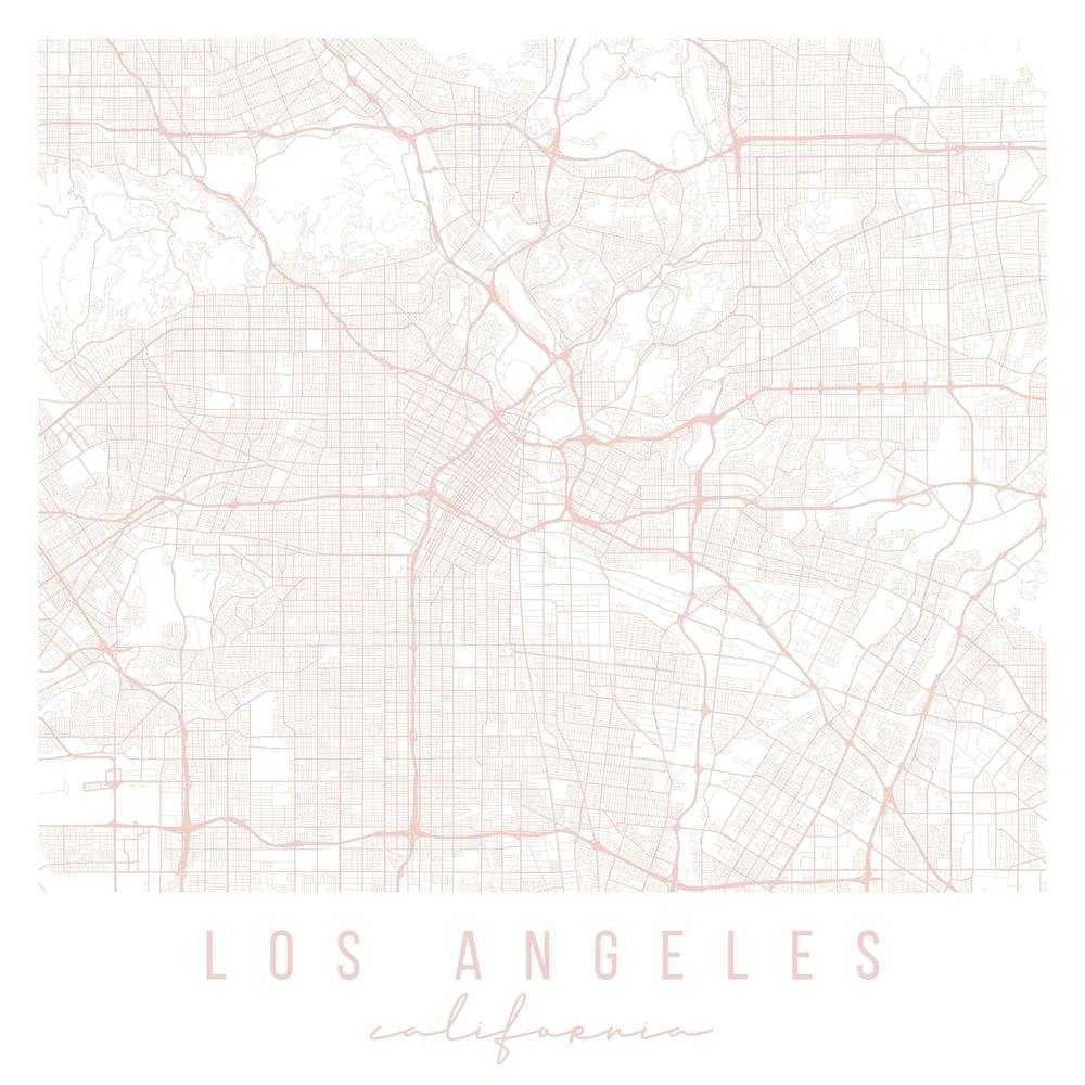 Los Angeles California Light Pink Minimal Street Map Square