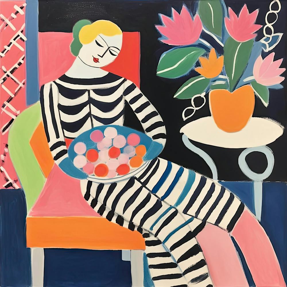 Woman With A Bowl Of Fruits, The Matisse Inspired Art Collection