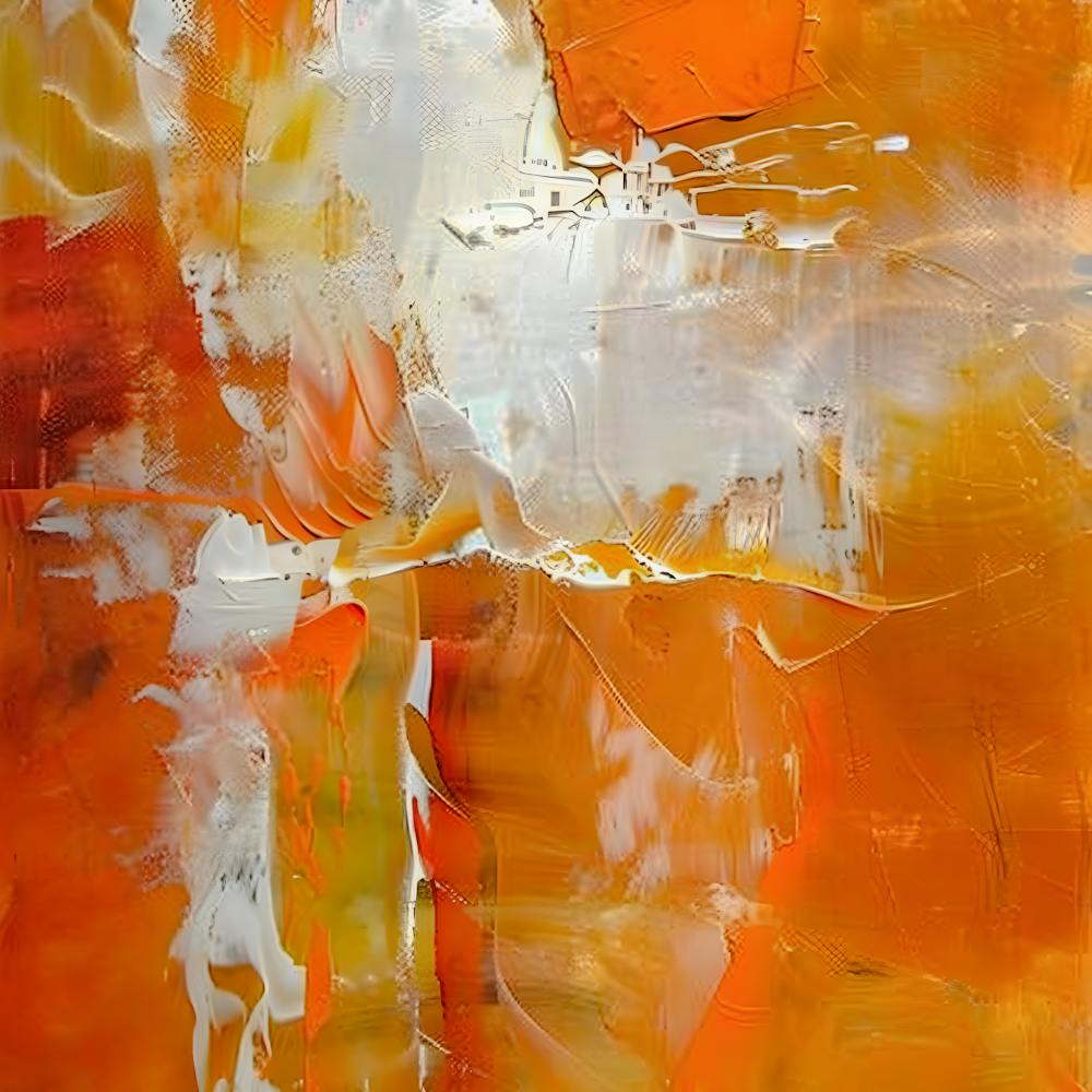 arthy Hues Abstract Painting - Warm Orange & Cream Art