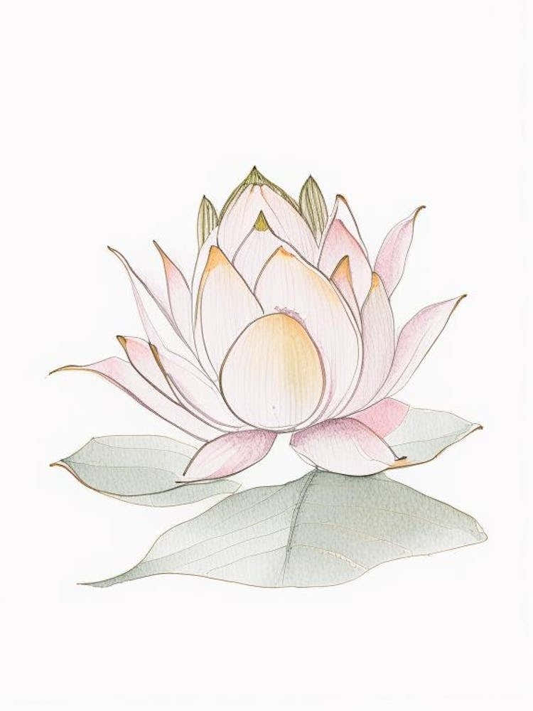 Lotus Flower, Buddhist Symbol Pencil Illustration 1