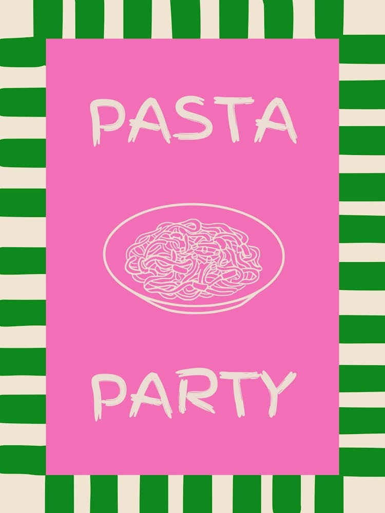 Pasta Party Pink & Green Poster
