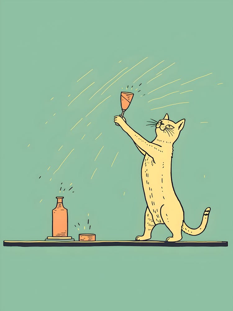 Cat Drinking From A Bottle
