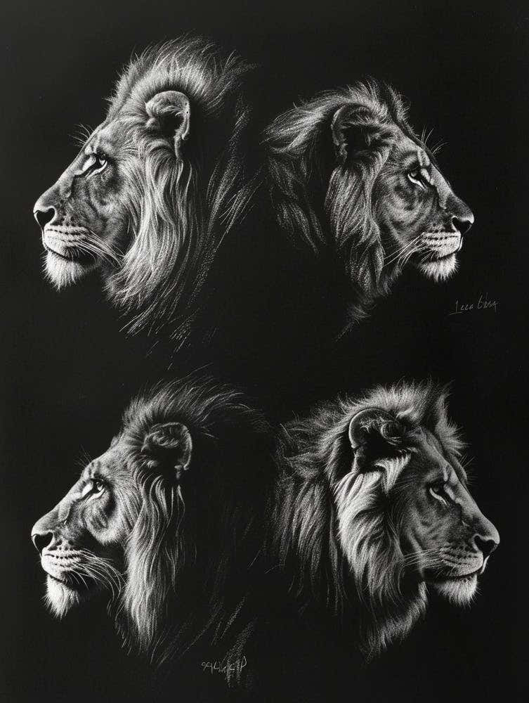 Barbary Lion Charcoal Drawing 1