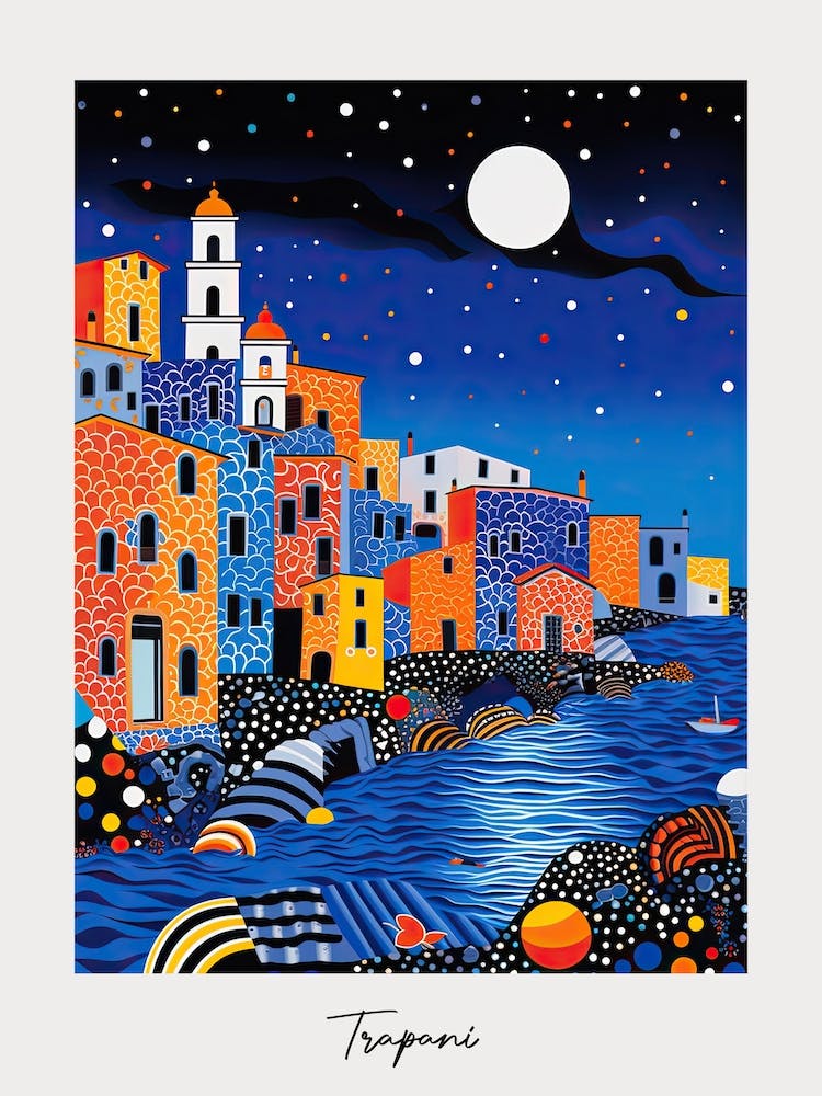 Poster Of Trapani, Italy, Illustration In The Style Of Pop Art 1