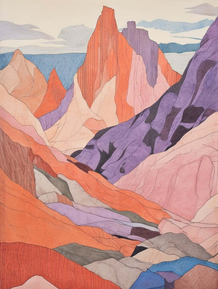 Cerro Merce Peru 3 Colourful Mountain Illustration