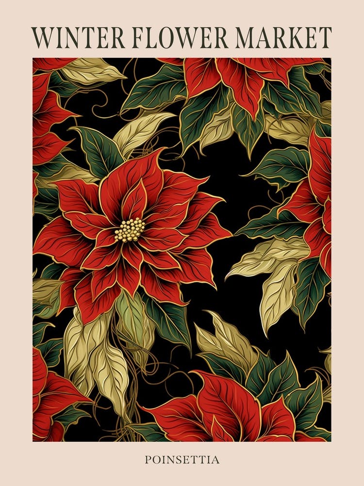 Poinsettia 1 Winter Flower Market Poster