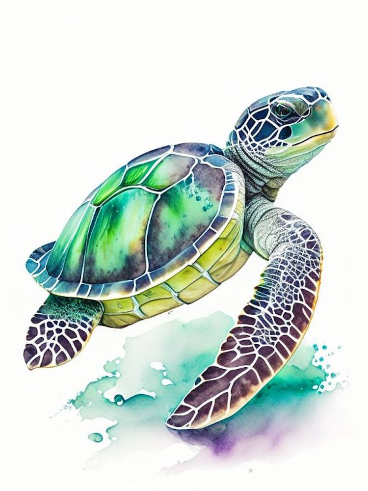Conservation Sea Turtle, Sea Turtle Watercolour 3