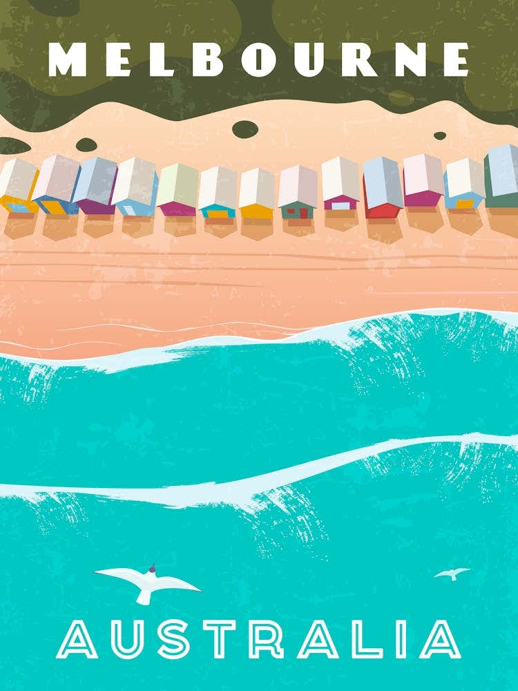 Melbourne, Australia — Retro travel minimalist poster