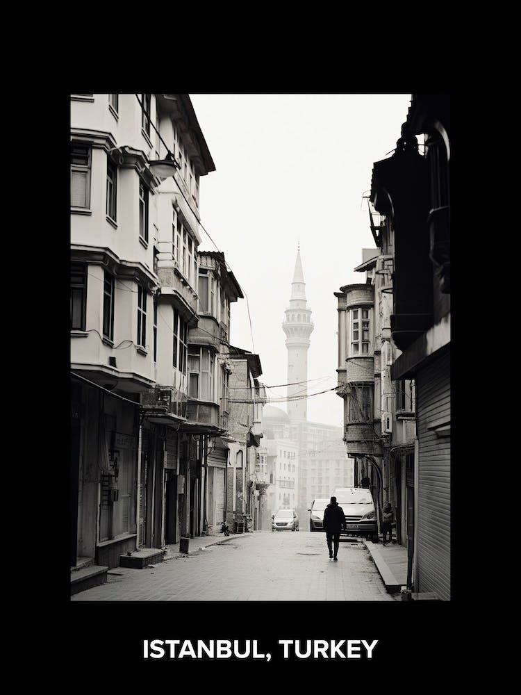 Poster Of Istanbul, Turkey, Mediterranean Black And White Photography Analogue 2