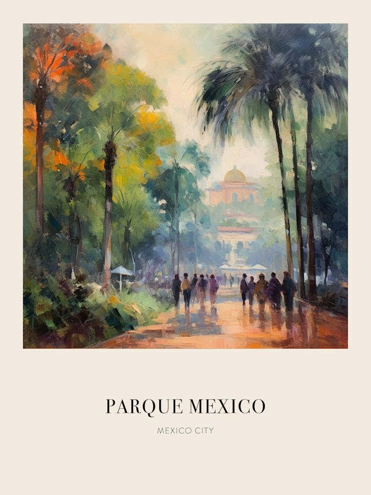 Parque Mexico Mexico City Mexico Vintage Cezanne Inspired Poster