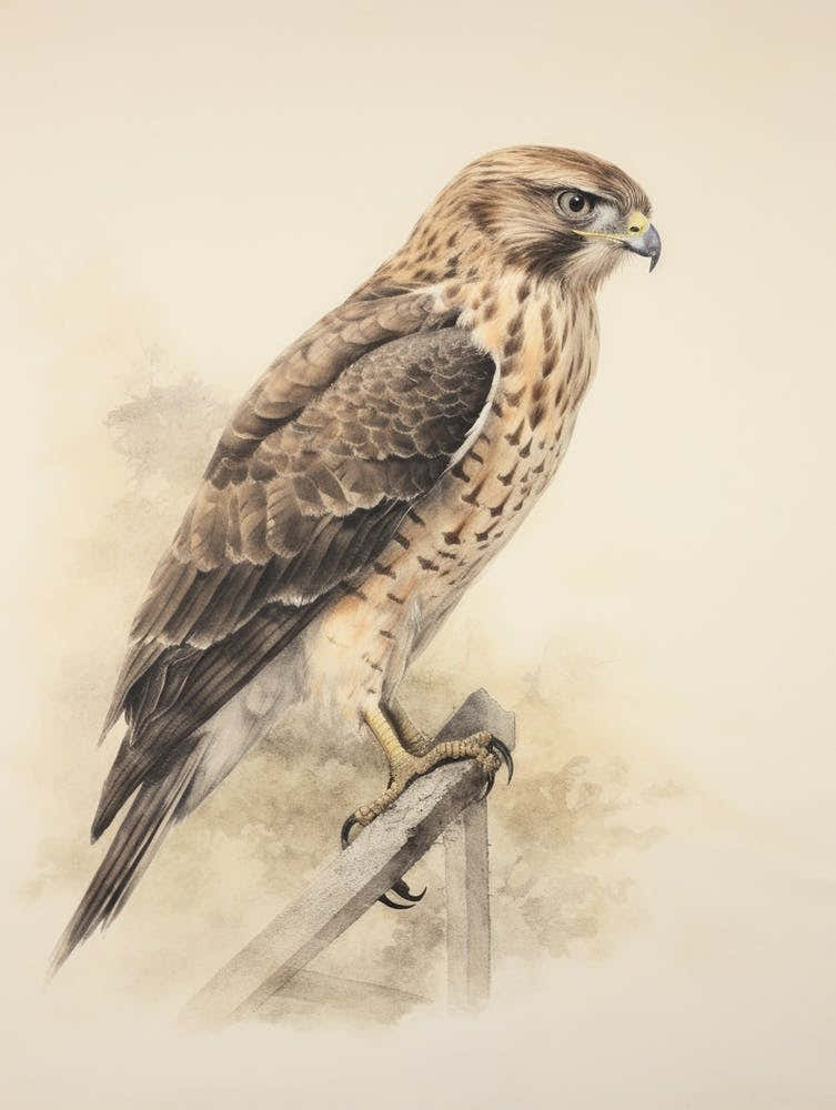 Vintage Bird Drawing Harrier