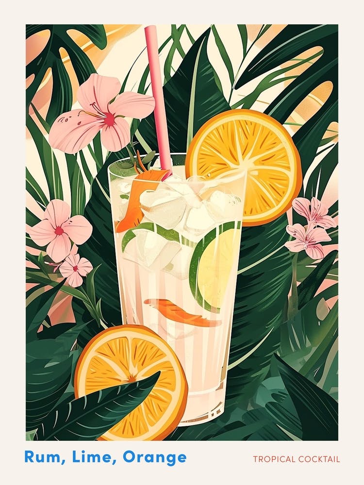 Art Deco Tropical Cocktail Poster
