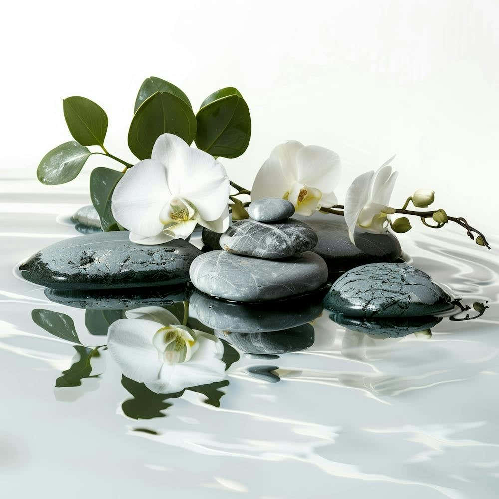 White Orchids In Water 3