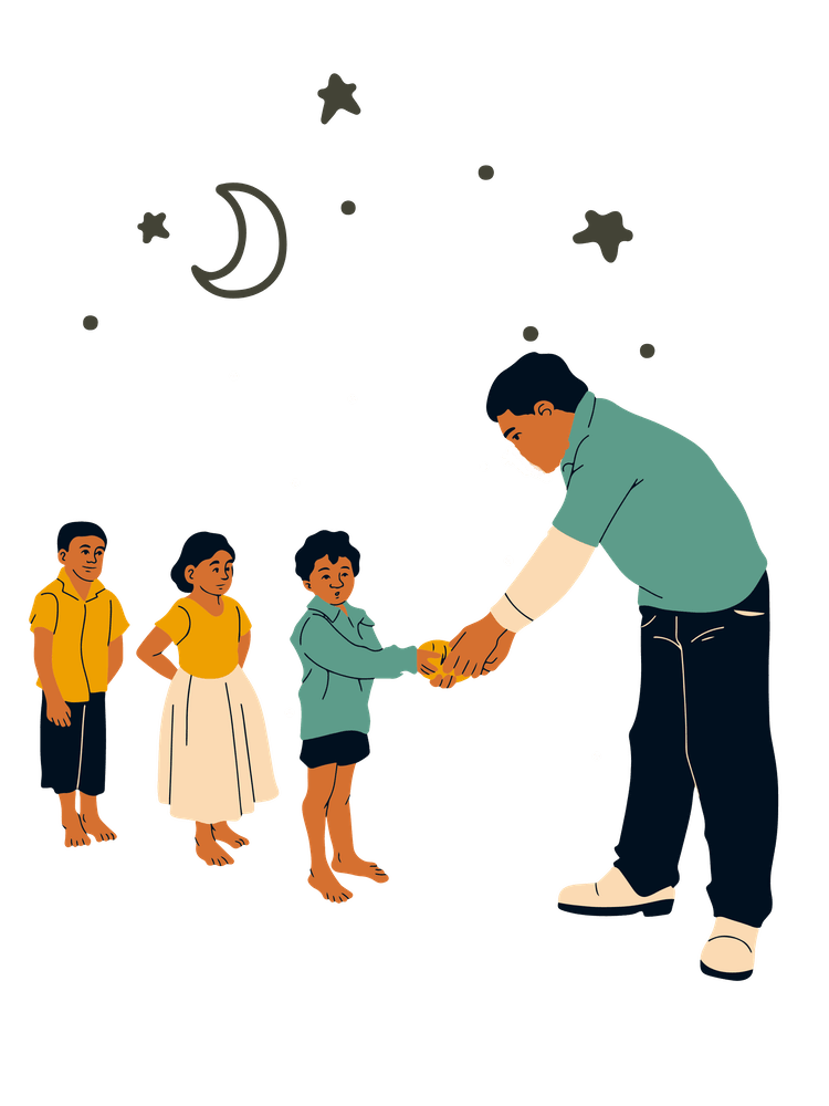 Man Giving Money To Children