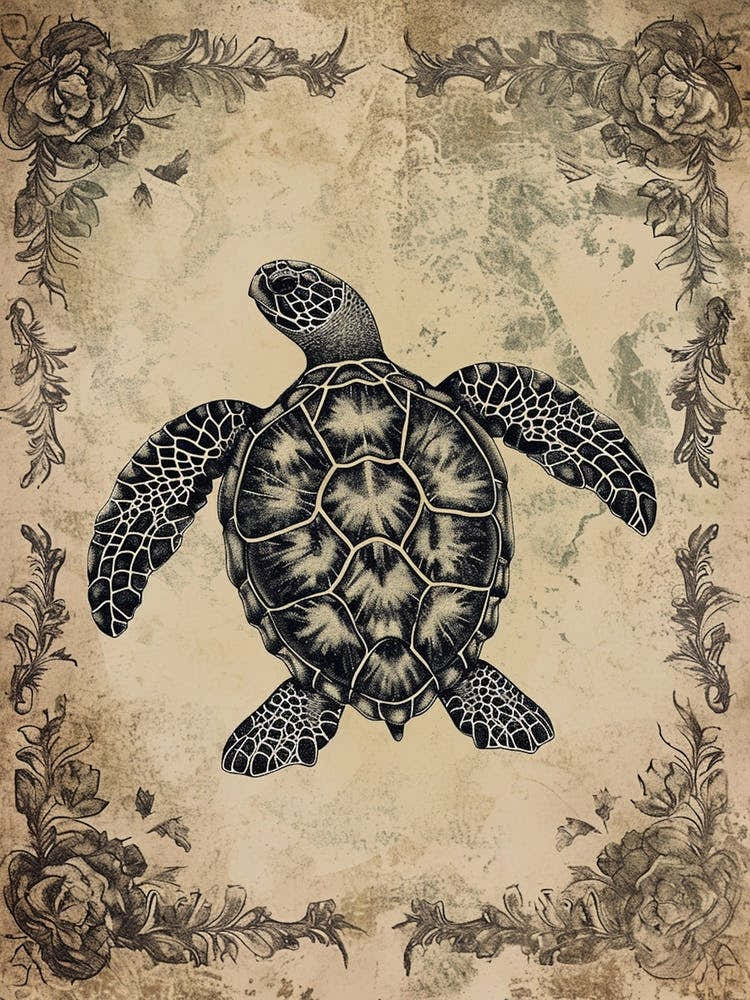 Floral Scrapbook Inspired Sea Turtle 1