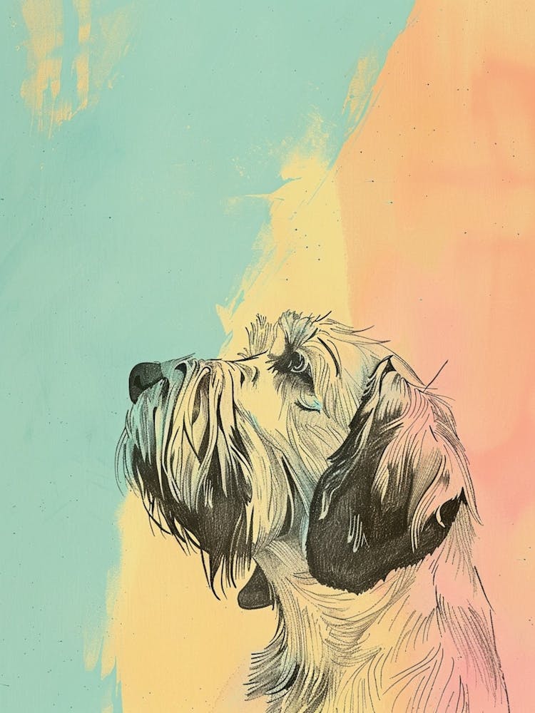 Pastel Petit Basset Griffon Vendeen Dog Pastel Illustration