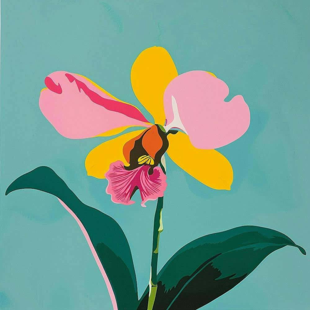 Monkey Orchid 2 Square Flower Illustration