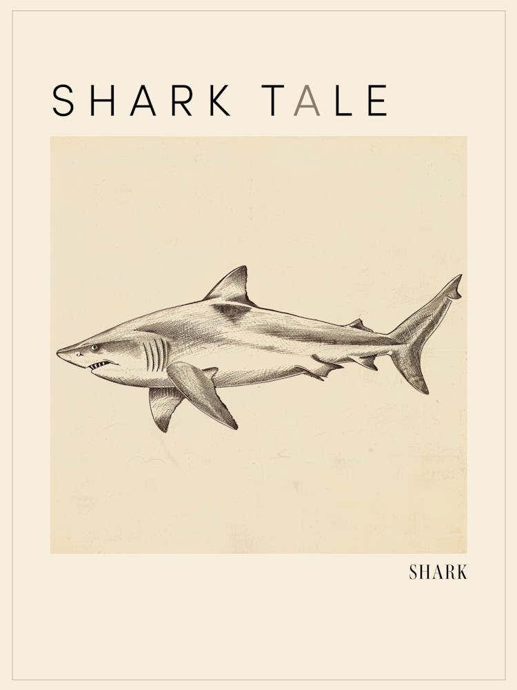Vintage Shark Pencil Illustration 7 Poster