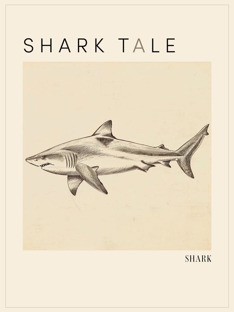 Vintage Shark Pencil Illustration 7 Poster