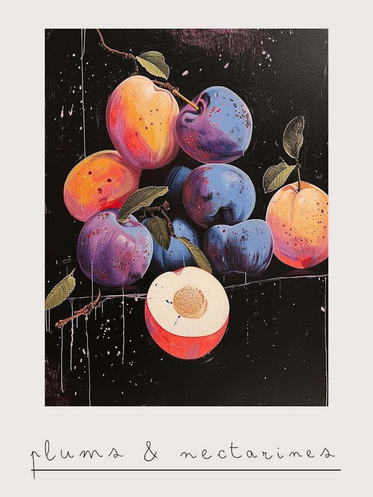 Plums & Nectarines Art Deco Inspired 2 Poster