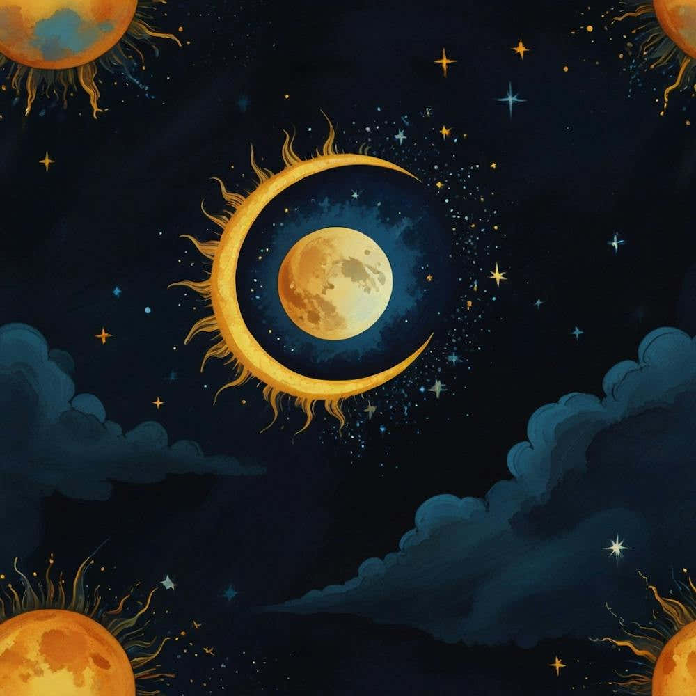 Moon And Stars In The Sky