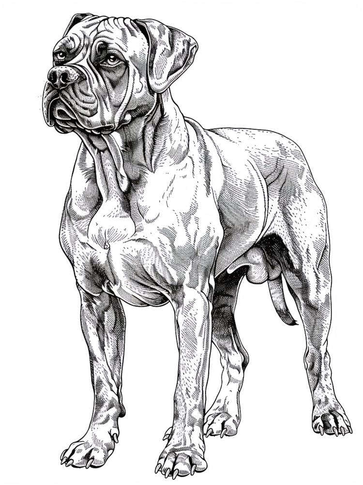 Boxer Dog Line Sketch 3