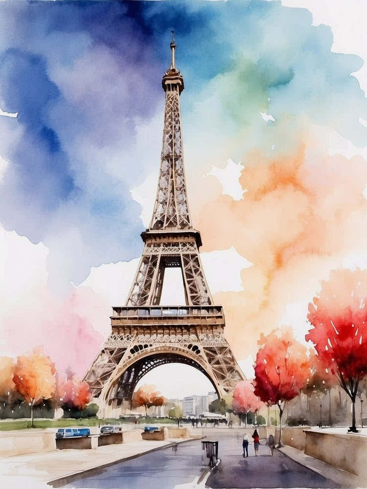 Watercolor Of Eiffel Tower