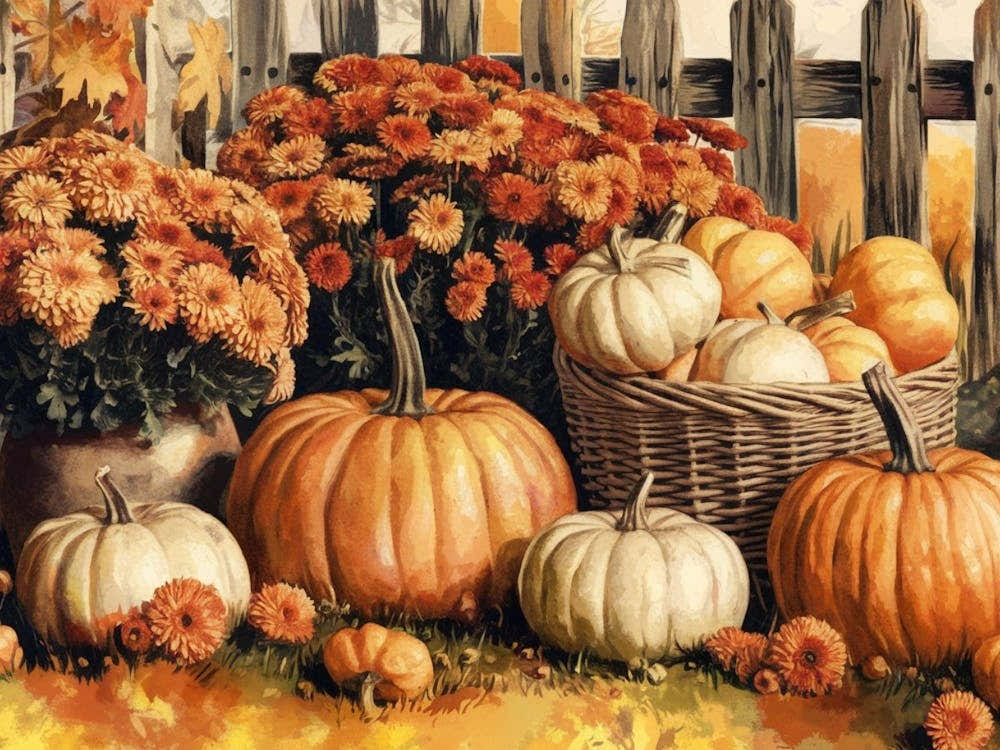 Autumn Still Life with Pumpkins - Farmhouse