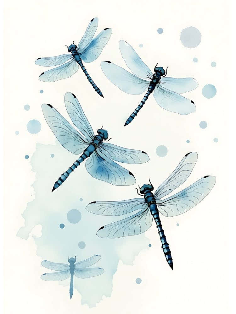 Abstract Blue Dragon Flies
