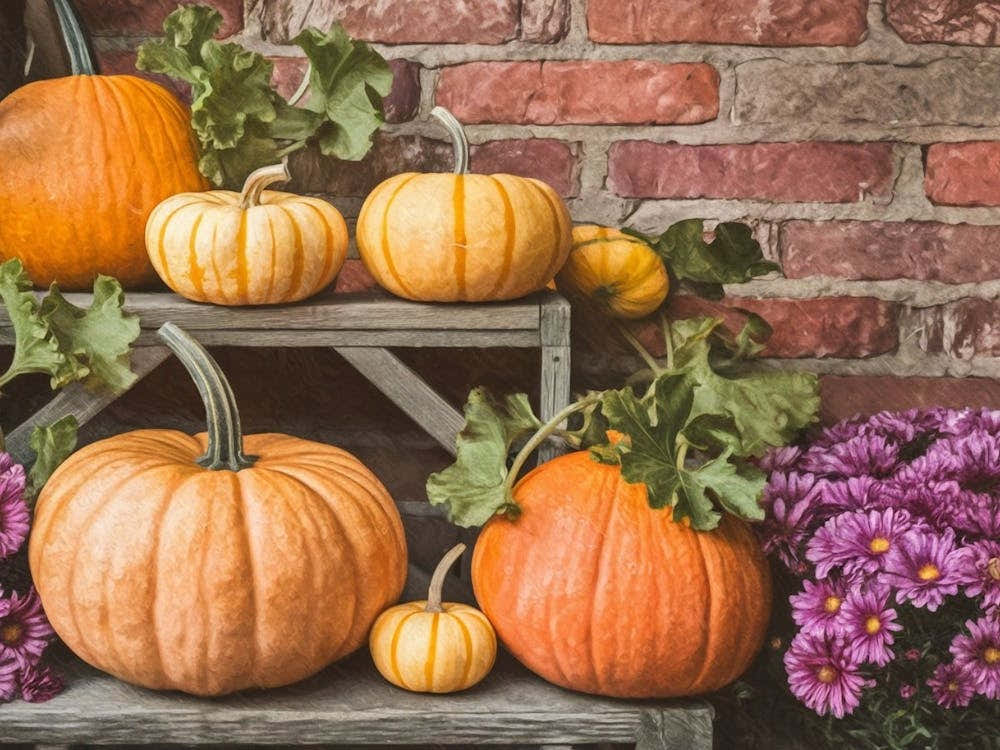 Harvest Table Pumpkins - Still Life