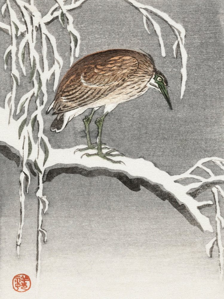 Heron On Snowy Tree Branch (1925 1936), Ohara Koson