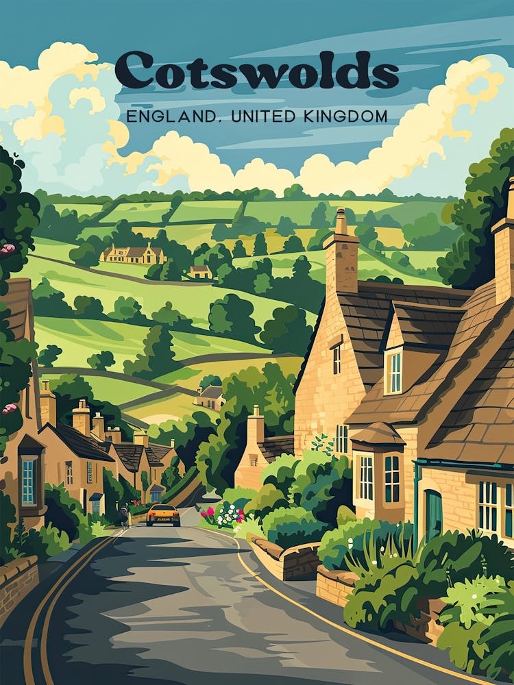 Cotswolds England Travel Illustration