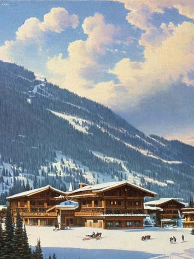 Les Trois Vallées, France Ski Resort Vintage Landscape 2 Skiing Poster