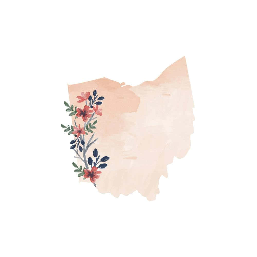 Ohio Watercolor Floral State
