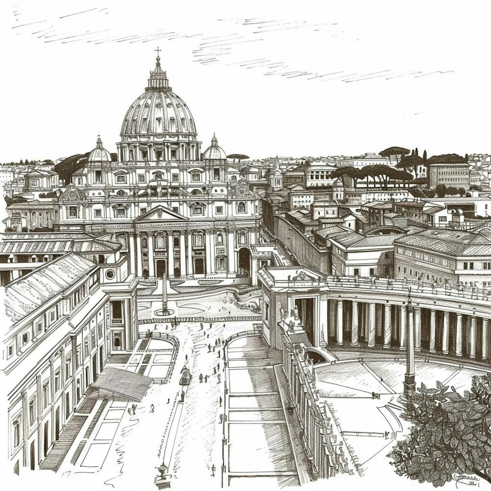 A Vatican City In Rome Hand Drawn Sketch Illustr 1719920099 4