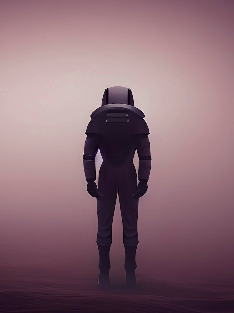 Spacewoman Nasa Astronaut Artistic Minimal Purple Futuristic Science Fiction Alein Planet