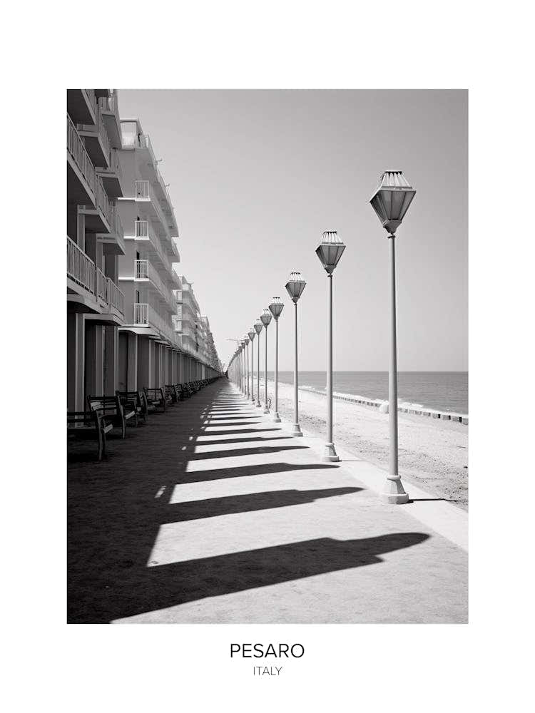 Poster Of Pesaro, Italy, Black And White Photo 1