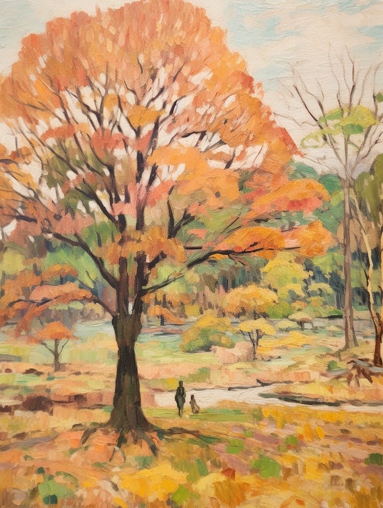 Autumn Gardens Painting Nara Park Japan 1