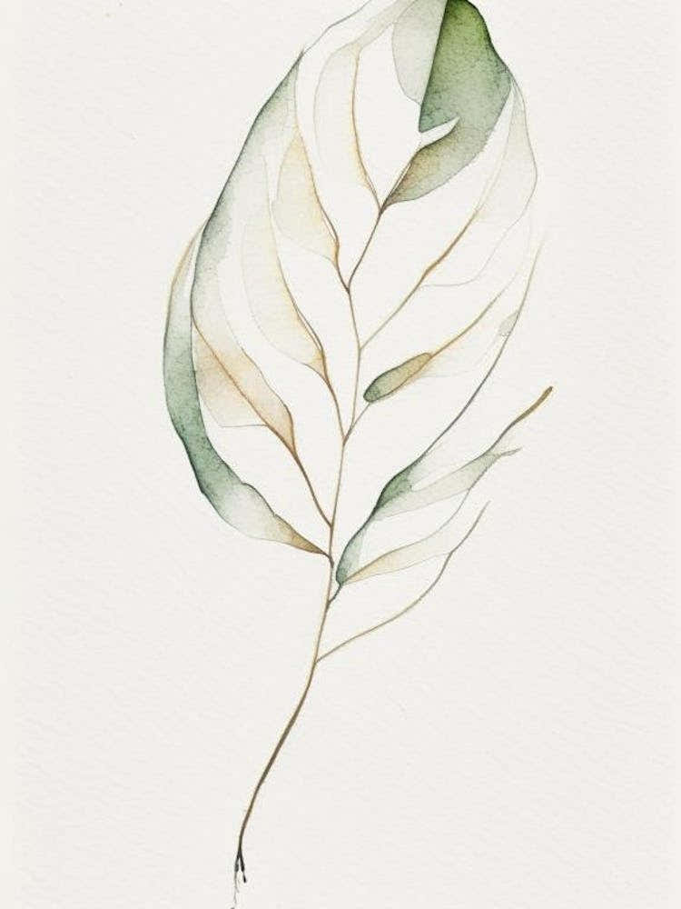 Vanilla Leaf Minimalist Watercolour 3