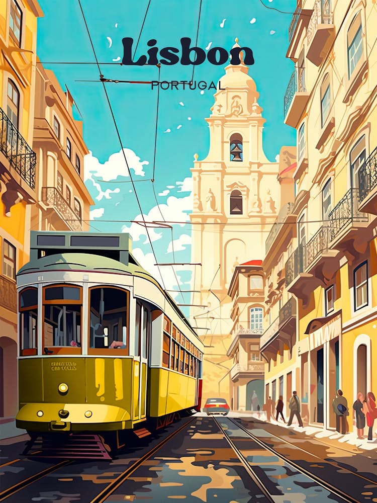 Lisbon Portugal Metropolitano Art Illustration