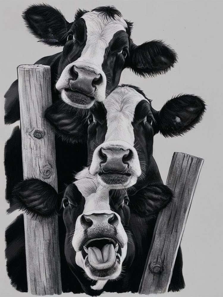 Cows On A Fence