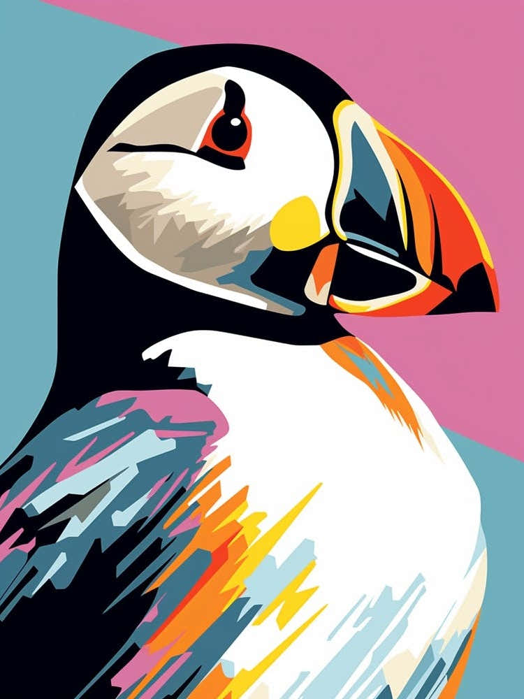 Andy Warhol Style Bird Puffin 2