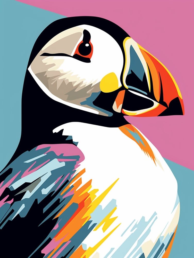 Andy Warhol Style Bird Puffin 2