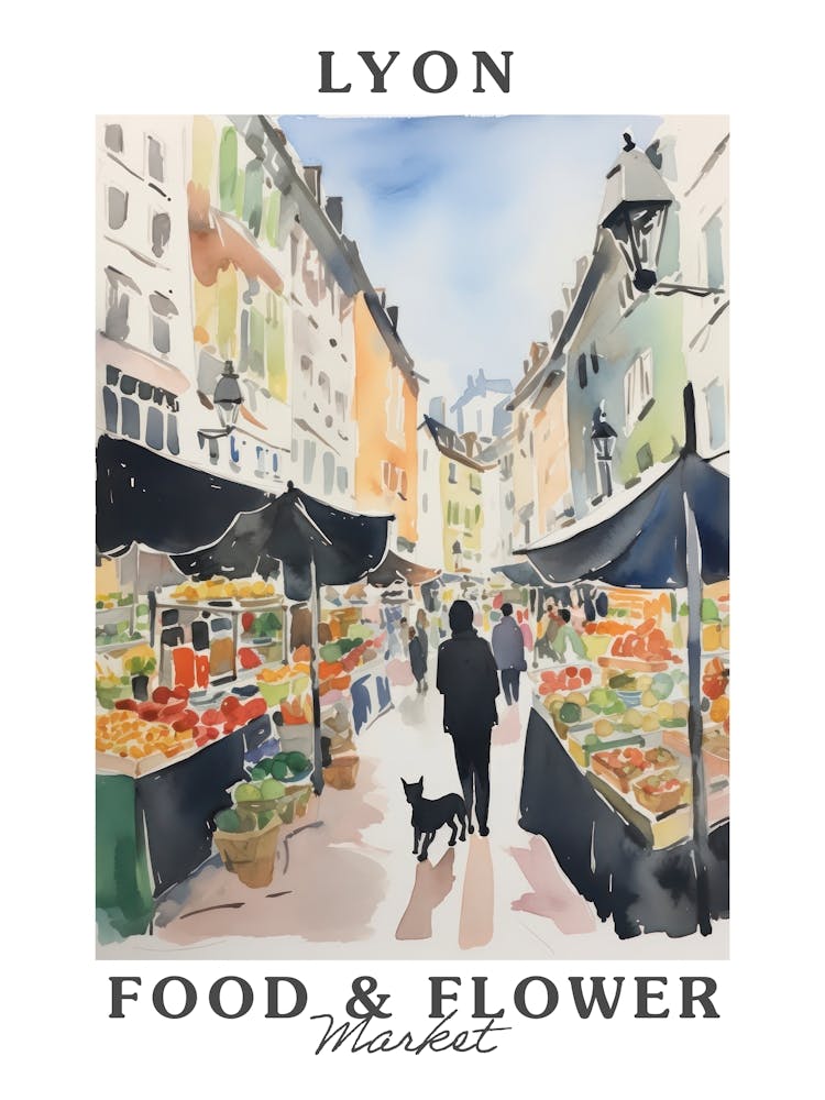Food Market With Cats In Lyon 3 Poster